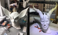 a white mask with horns and horns on it
